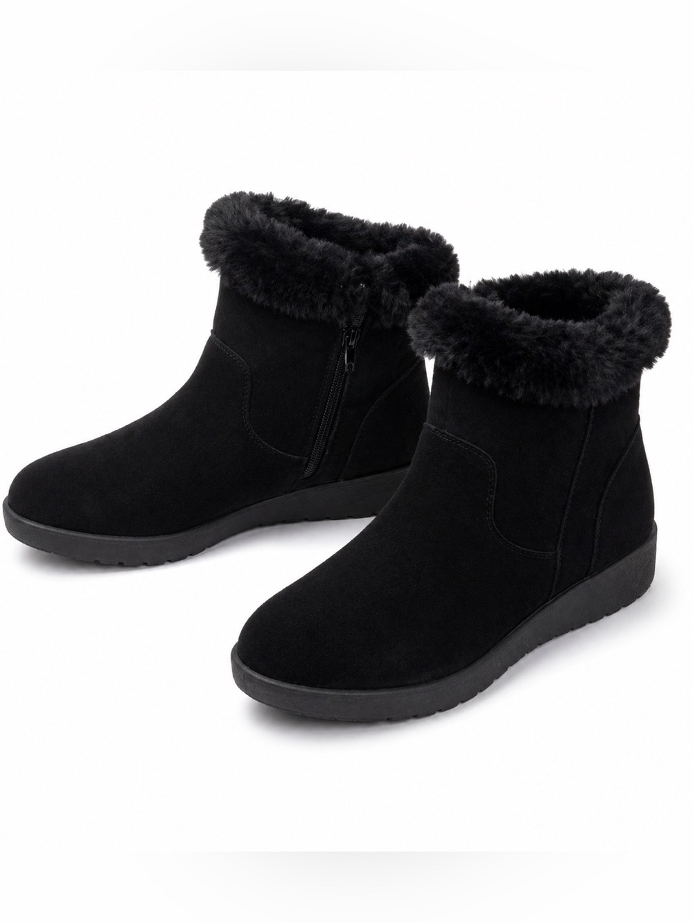 Women’s Black Faux-Fur Ankle Boots